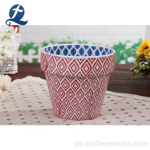 Benutzerdefinierte gestreifte Doppelfarbe Keramik Pflanzer Blumenpots